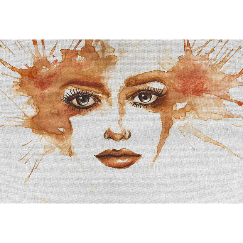 Livingwalls papier peint photo ARTist Watercolour Face gris, orange