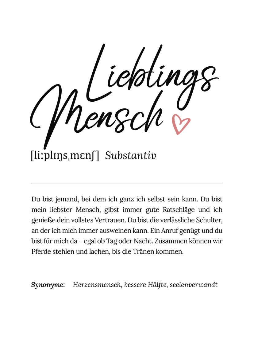 Personalisiertes Poster Definition - Lieblingsmensch