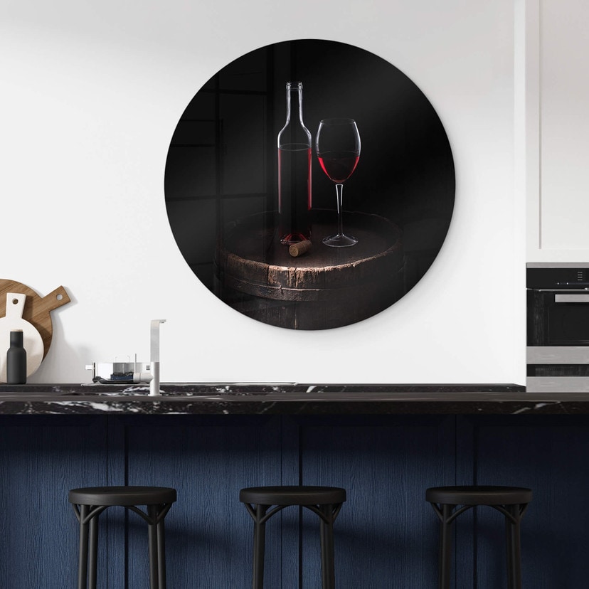 Tableau sur verre rond Perfoncio - vin rouge pour connaisseurs