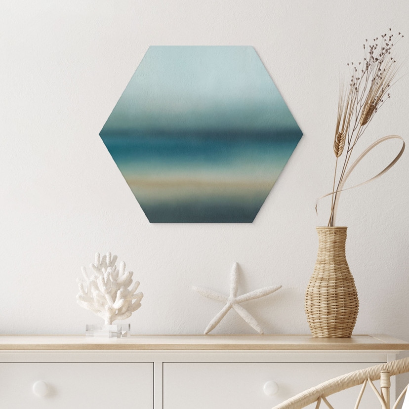 Hexagon Wandbild Rotko Blush - Türkiser Horizont - Sir Edward x Grigory Gladarev - Alu-Dibond