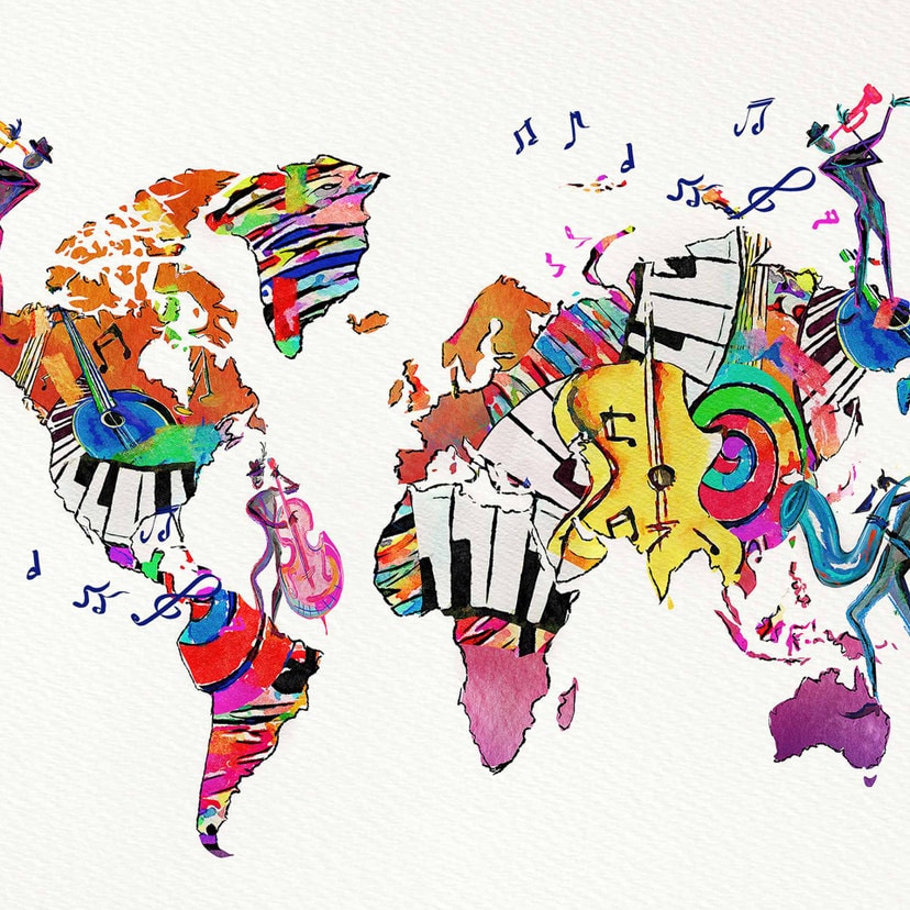 Papier peint WorldOfMusic en orange crème - Papier peint intissé Designwalls 2 - 2.55 x 3.5 m