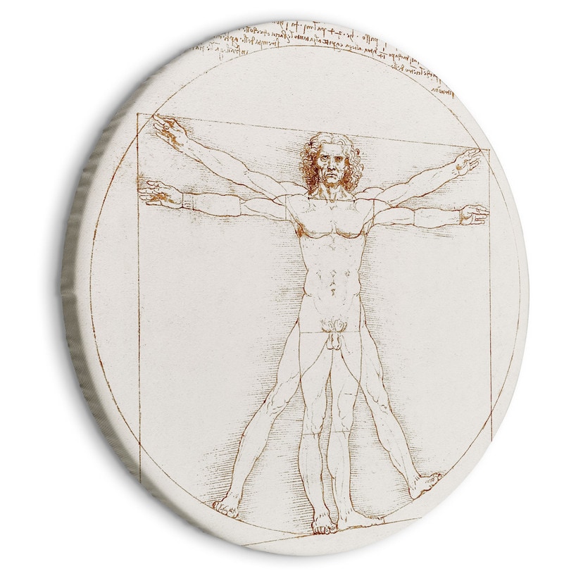 Rundes Leinwandbild Da Vinci - Proportionszeichnung | Vitruvianischer Mensch