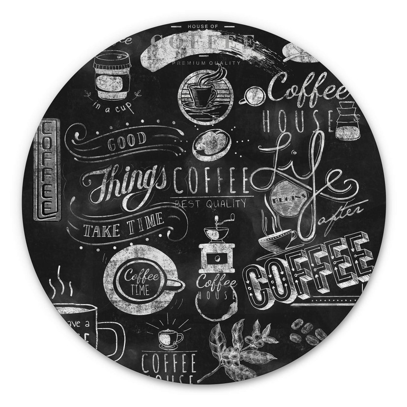 Tableau en alu-Dibond World of Coffee - Rond