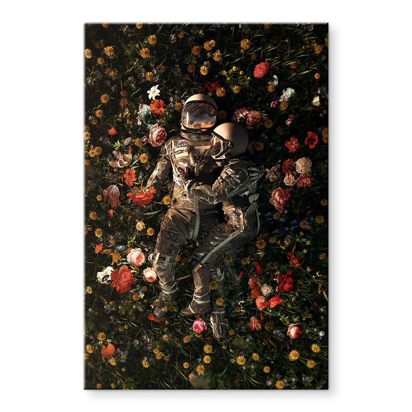 Akrylbillede Astronauter på en blomstereng - Nicebleed