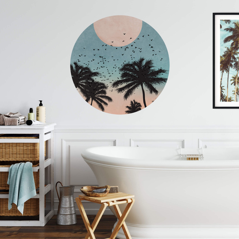 Sticker mural Kubistika - Coucher du soleil - Rond