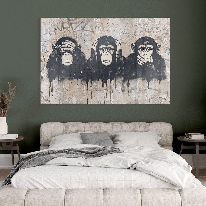 Acrylglasbild Drei Affen Streetart Graffiti - Magnusson