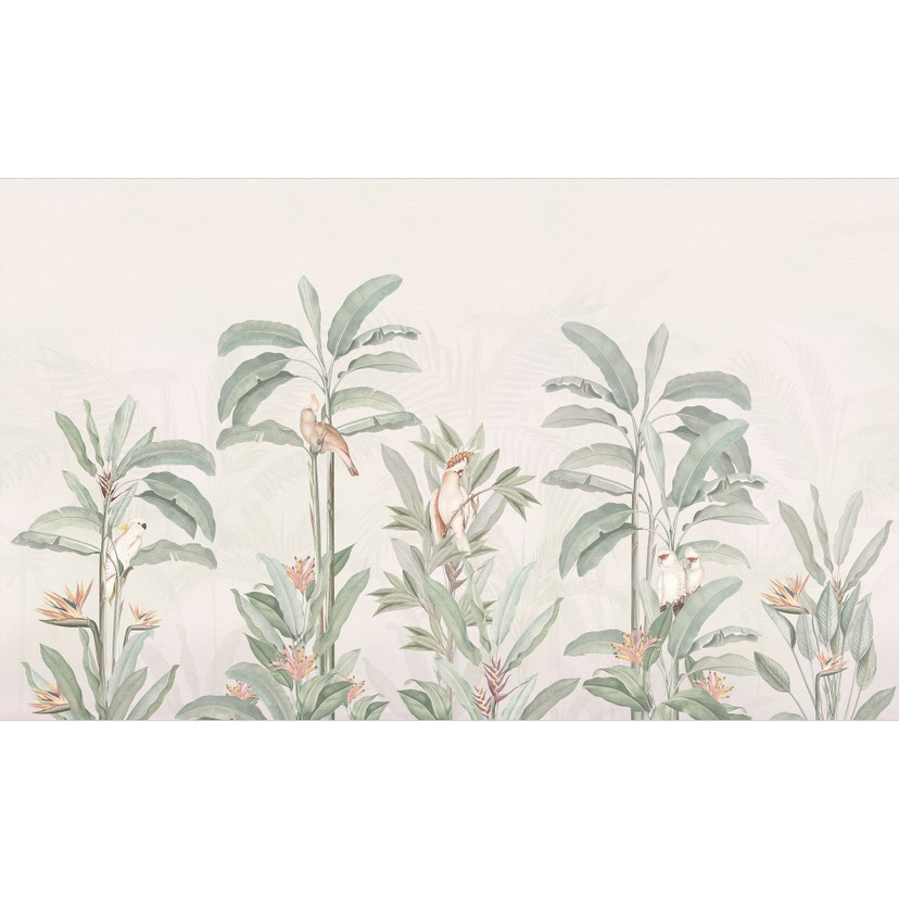 Jungle Papier peint forêt tropicale avec cacatoès - Bloomery Decor