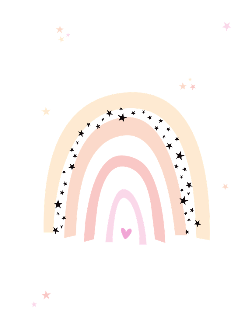 Poster Arc-en-ciel - Rose + Texte à personnaliser