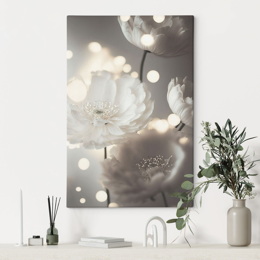 Tableau sur toile Fleurs blanches dans une mer de lumière - Treechild