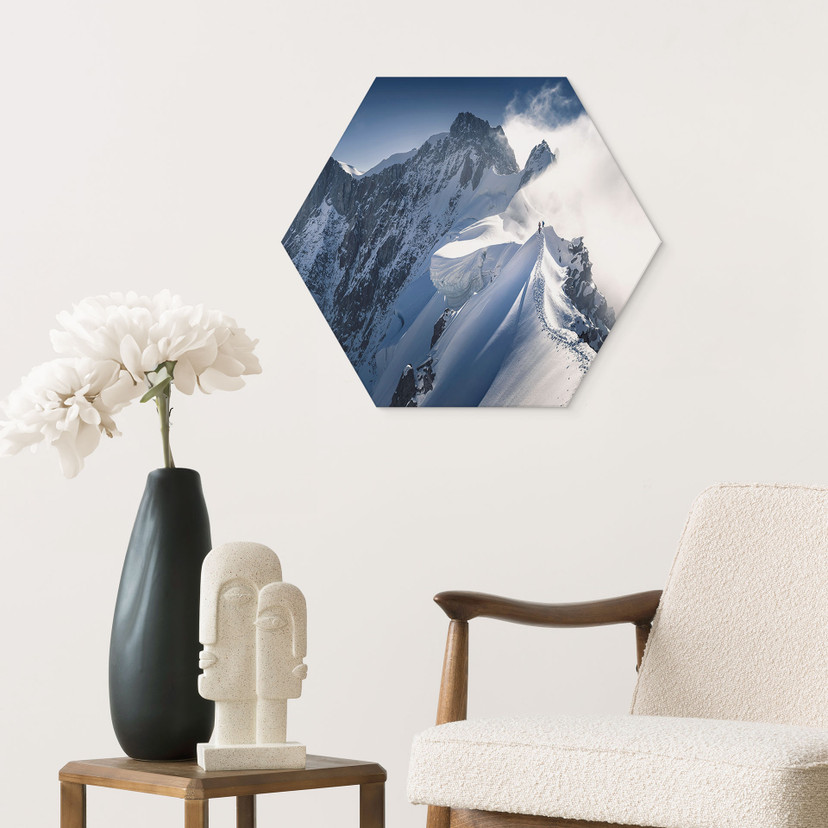 Hexagon aluminium dibond på toppen af Mont Blanc - Nienartowicz