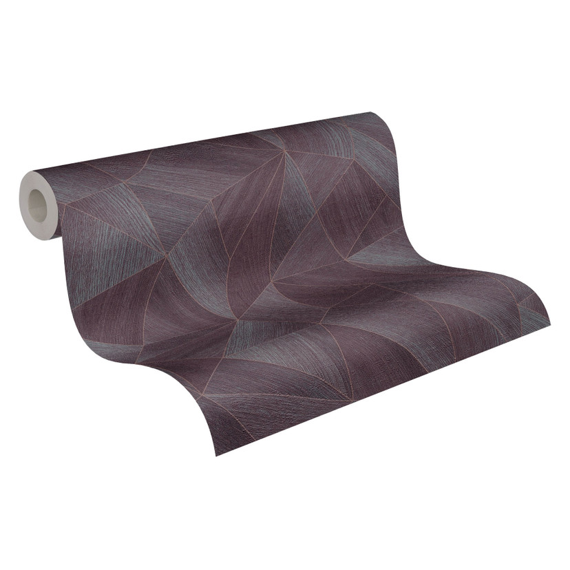 Papier peint géométrique imitation bois violet - Papier peint intissé moderne texturé
