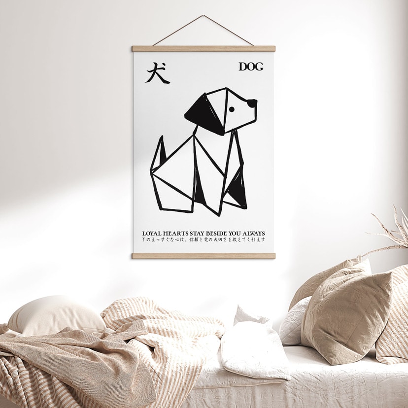 Tekstil plakat Geometrisk Hund Origami - Krygowski