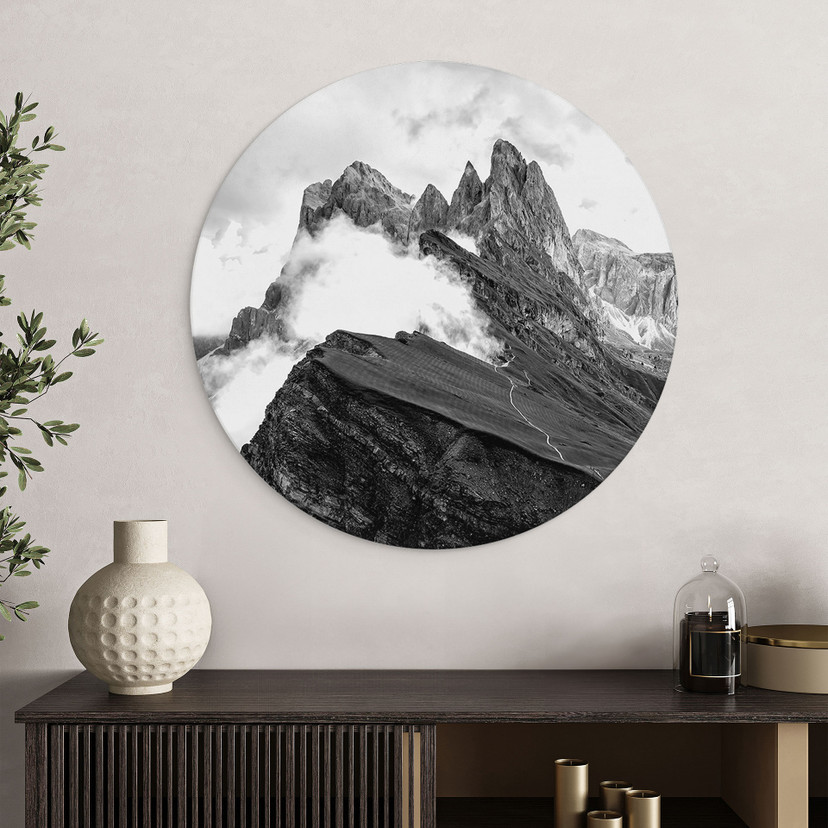 Wandbild Blick auf die Alpen - Berglandschaft der Dolomiten - Alu-Dibond