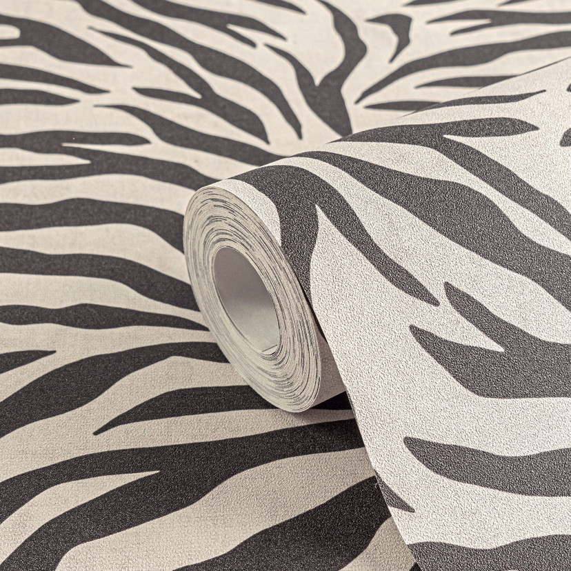 Papier peint zèbre noir blanc - Animal Print papier peint à motifs - Papier peint intissé moderne