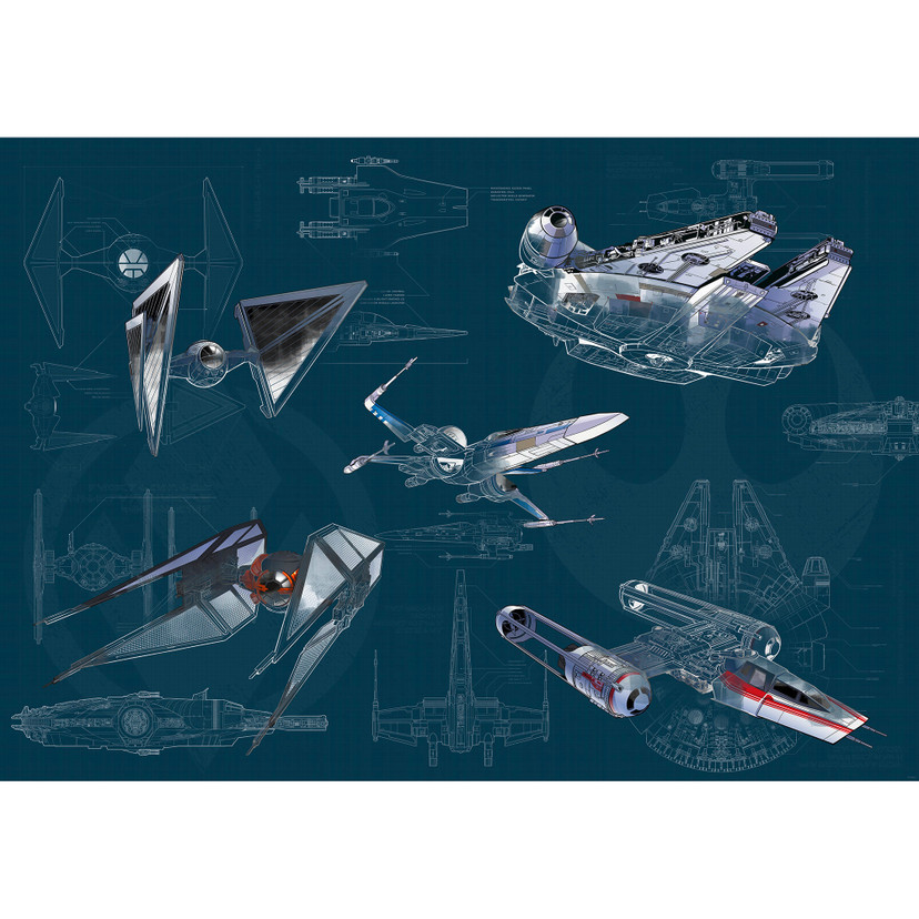 Vlies Fototapete - Star Wars Blueprint Dark - 400 x 280 cm