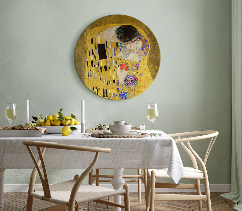 Rundes Leinwandbild Klimt - Der Kuss