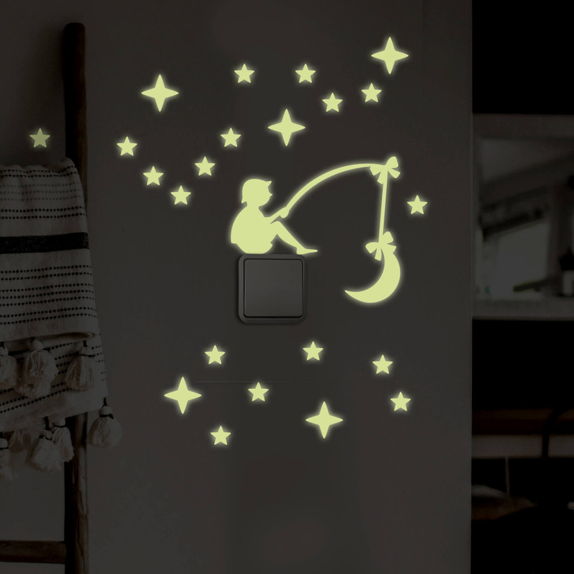 Selvlysende Wallsticker Himmelfisker - passer til stikkontakten