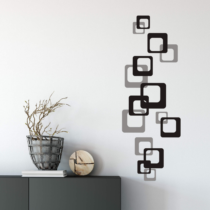 Wallsticker - Tofarvet wallsticker med retro kuber
