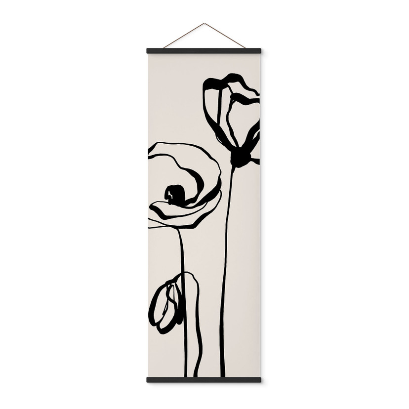 Obraz tkaniny Line Art Two Poppies - Cats & Dotz - Panorama