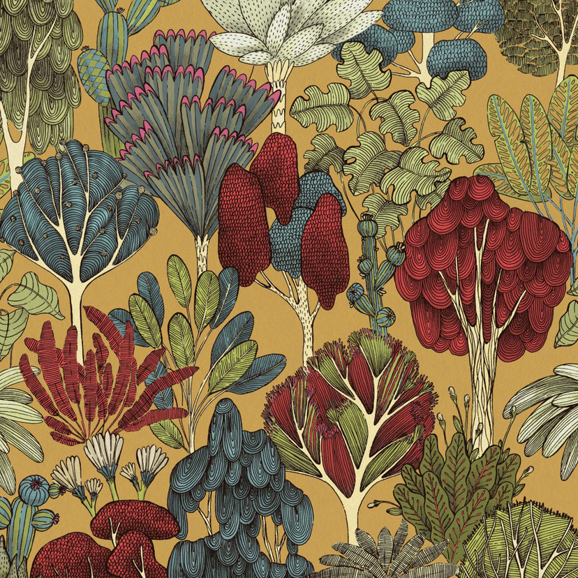 Architects Paper Floral Impression - Papier peint intissé jungle, jaune