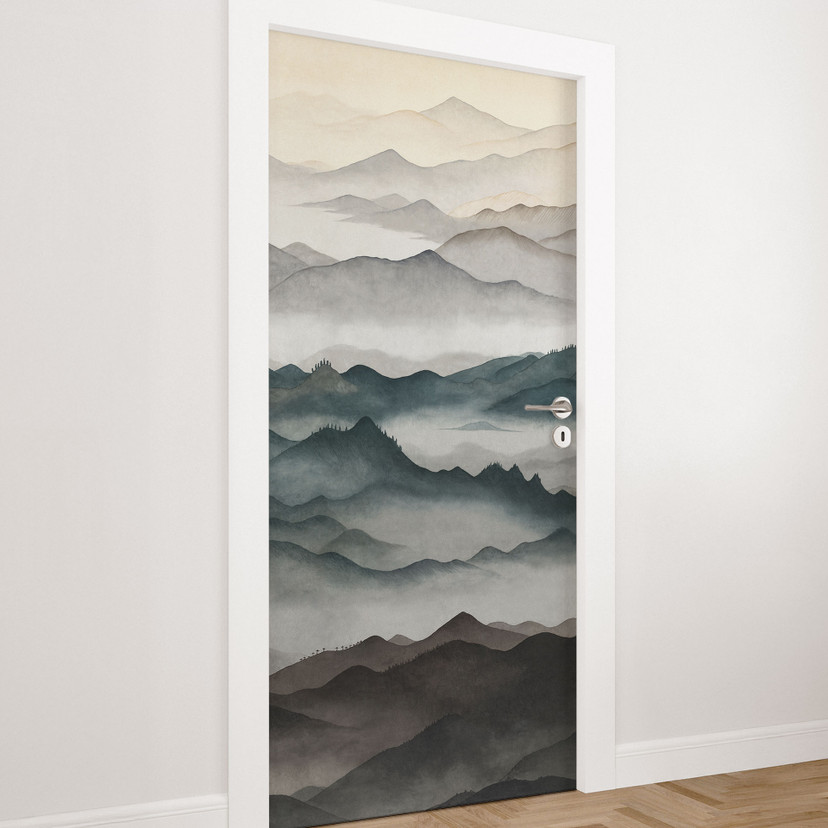 Film pour Porte Roerich Light - Paysage Montagneux Brumeux - Sir Edward x Grigory Gladarev