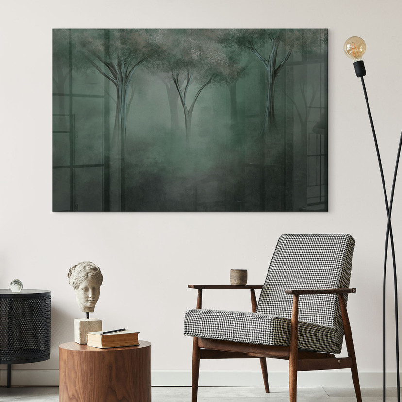 Acrylglas foto bos magie in de ochtendnevel groen - Ms Tiff