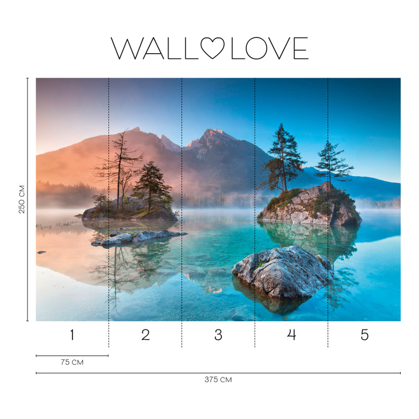 Fototapeta górskie jezioro alpy niebieski turkus - Tapeta z włókniny 3,75 m x 2,50 m motyw natura
