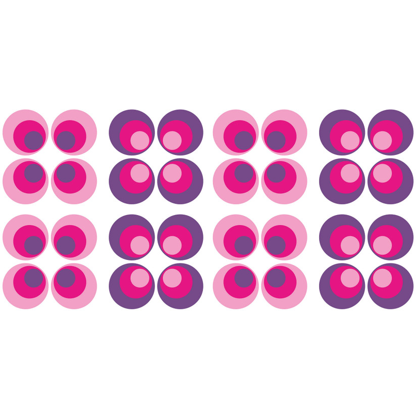 Sticker mural - Sphères rétro fuchsia