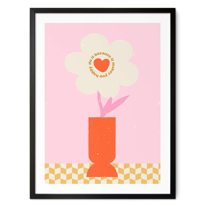 Plakat NKTN - Retro flower: Rób to, bo sprawia Ci to radość