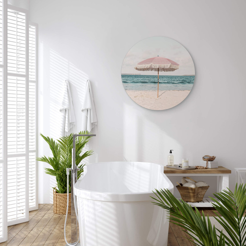 Tableau sur alu-Dibond rond Sisi & Seb - Parasol rose