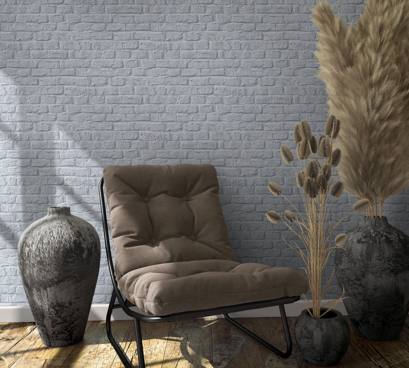 Non-woven tapet med 3D steneffekt grå steneffekt