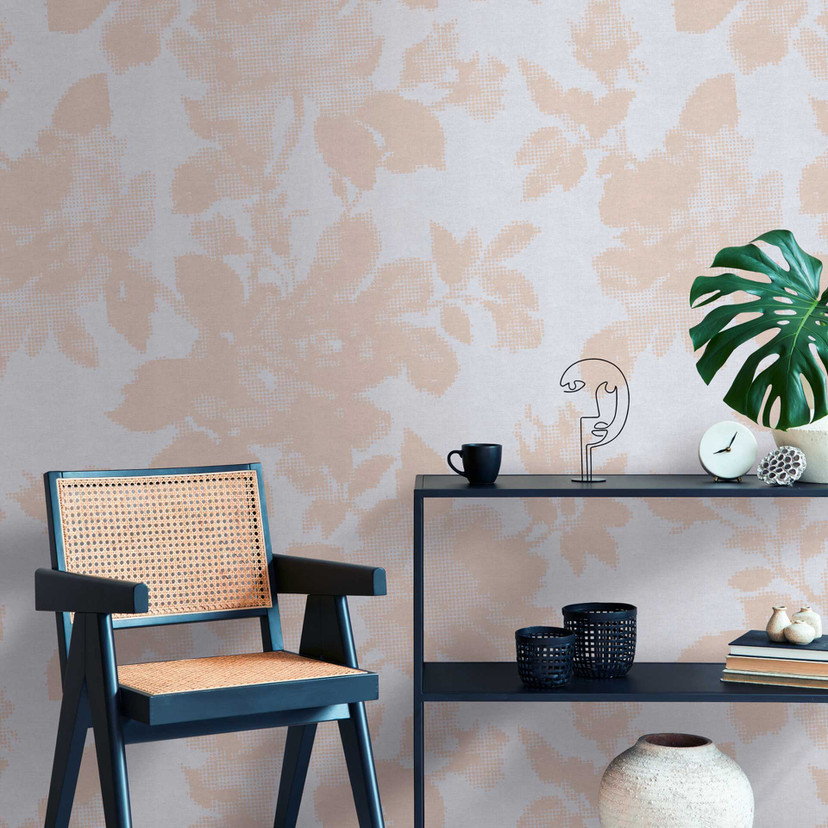 Papier peint floral Beige Gris - papier peint intissé à motif floral pour chambre à coucher & salon