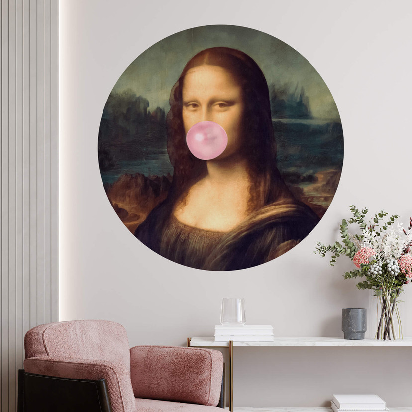 Naklejka na ścianę Taudalpoi - Mona Lisa z gumą do żucia - Okrągła
