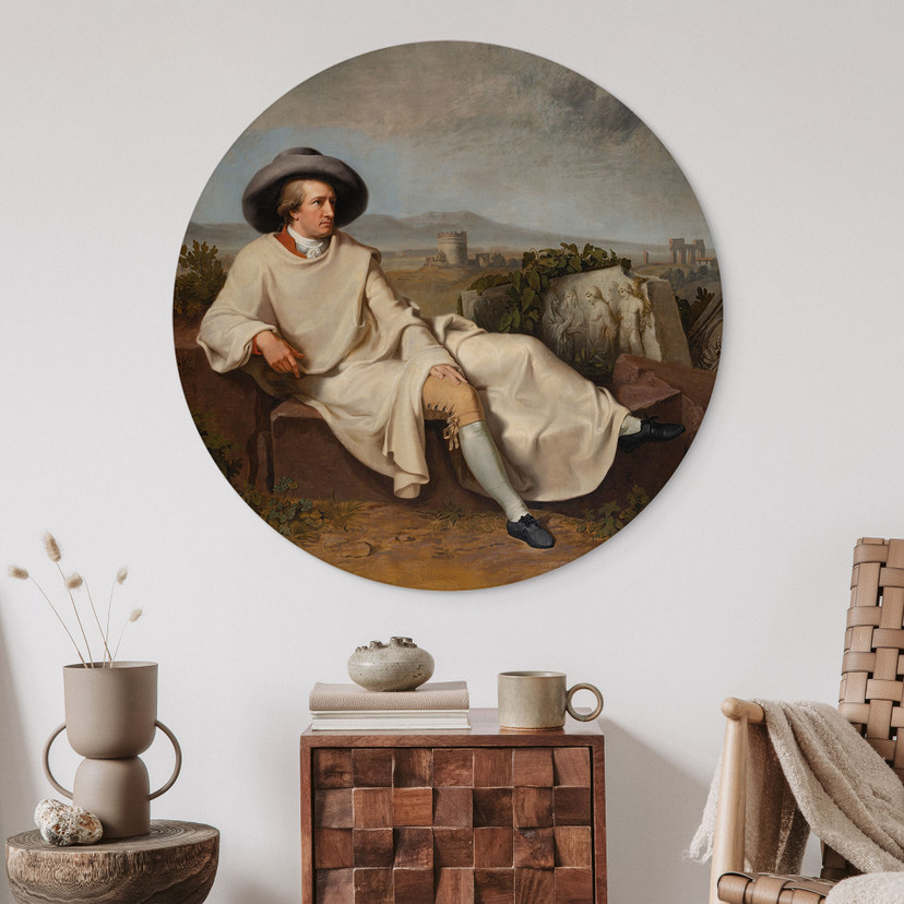 Billede Tischbein - Goethe i den romerske Campagna - rund – print på aluminium (Alu-Dibond)