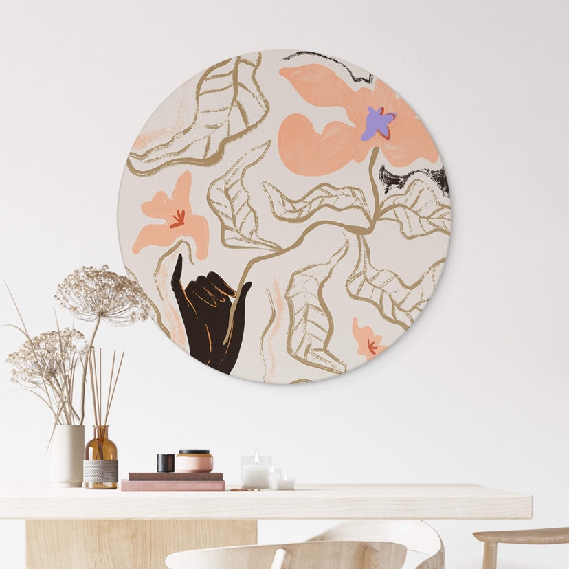 Wandbild Pfirsichfarbene Blüte - Alu-Dibond Rund - Arty Guava