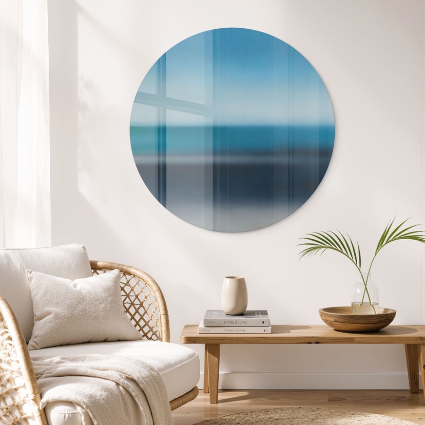 Glasschilderij Rotko Veil - Blauwe Horizon - Sir Edward x Grigory Gladarev - Rond