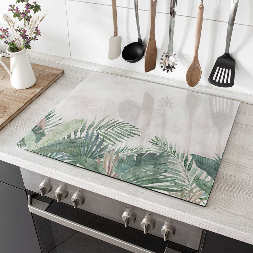 Plaque de cuisson jungle feuilles vert aquarelle - Bloomery Decor