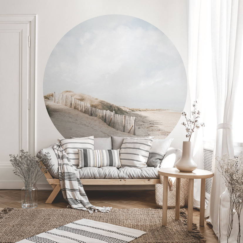 Papier peint maritime Paysage de dunes de la mer du Nord - Annie - Rond - papier peint intissé/papie
