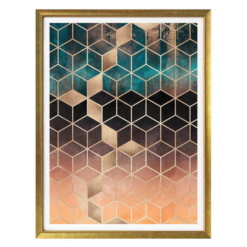 Plakat Fredriksson - Złoto-zielona geometria