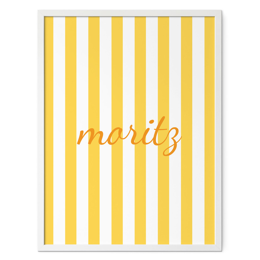 Poster personnalisable rayures jaunes