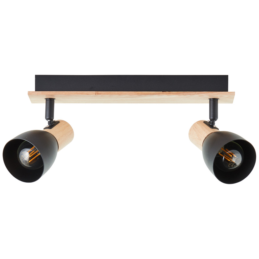 Spotbalken Emil, braun, 16,5 x 36,5 cm, Holz Innenleuchte