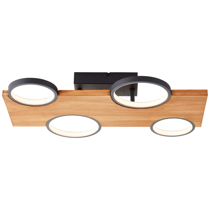 Deckenleuchte Elena, braun, 55 x 34,6 cm, Holz LED-Deckenleuchte, dimmbar