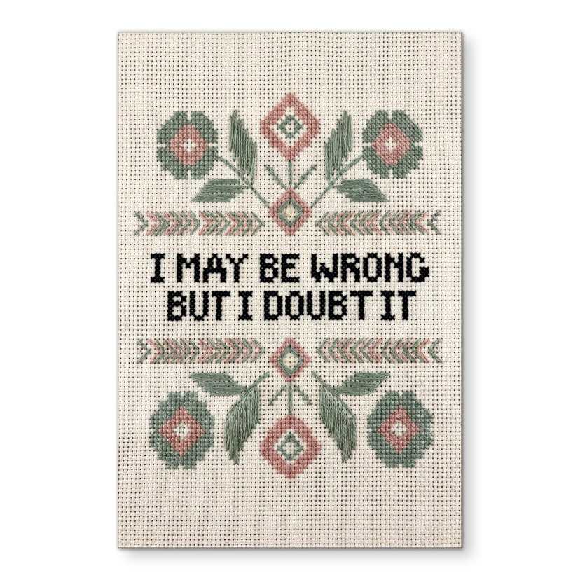 Tableau I may be wrong avec Motif Brodé Floral - Magnusson - Alu-Dibond