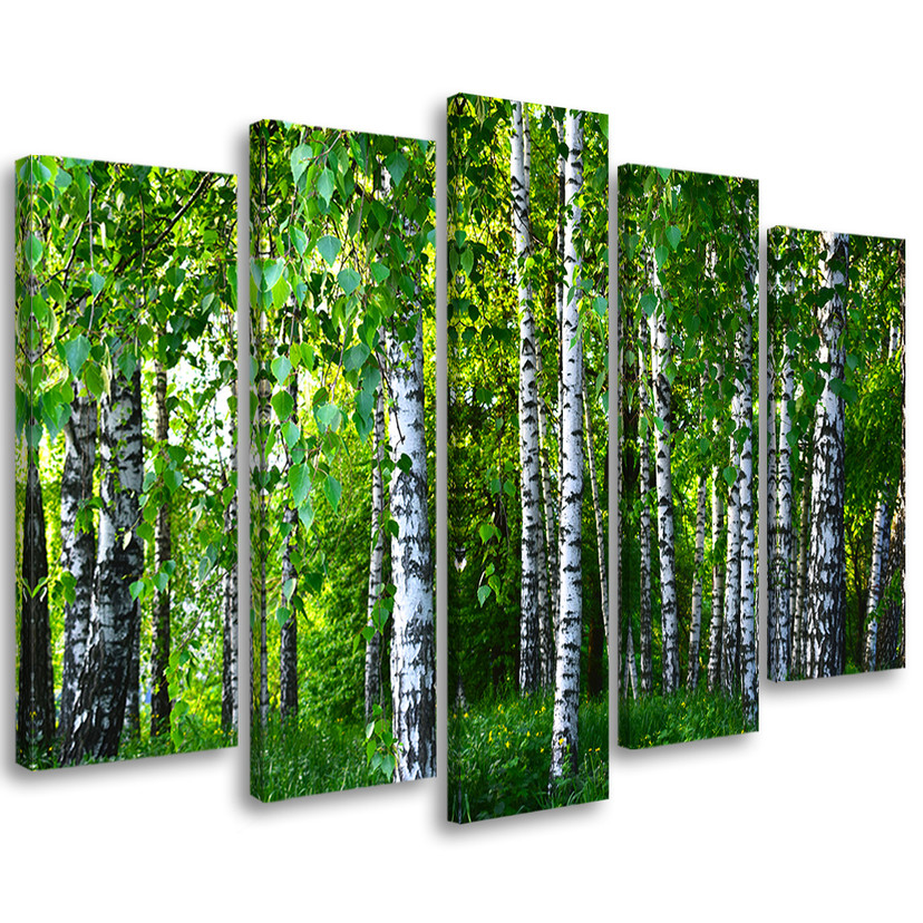 5 stykke lærredsprint, Birch Forest Green