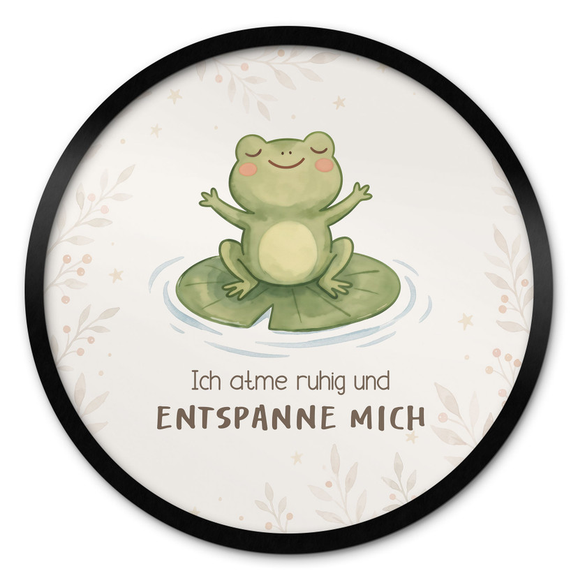Rundes Kinder-Poster mit Frosch - 'Ich atme ruhig'
