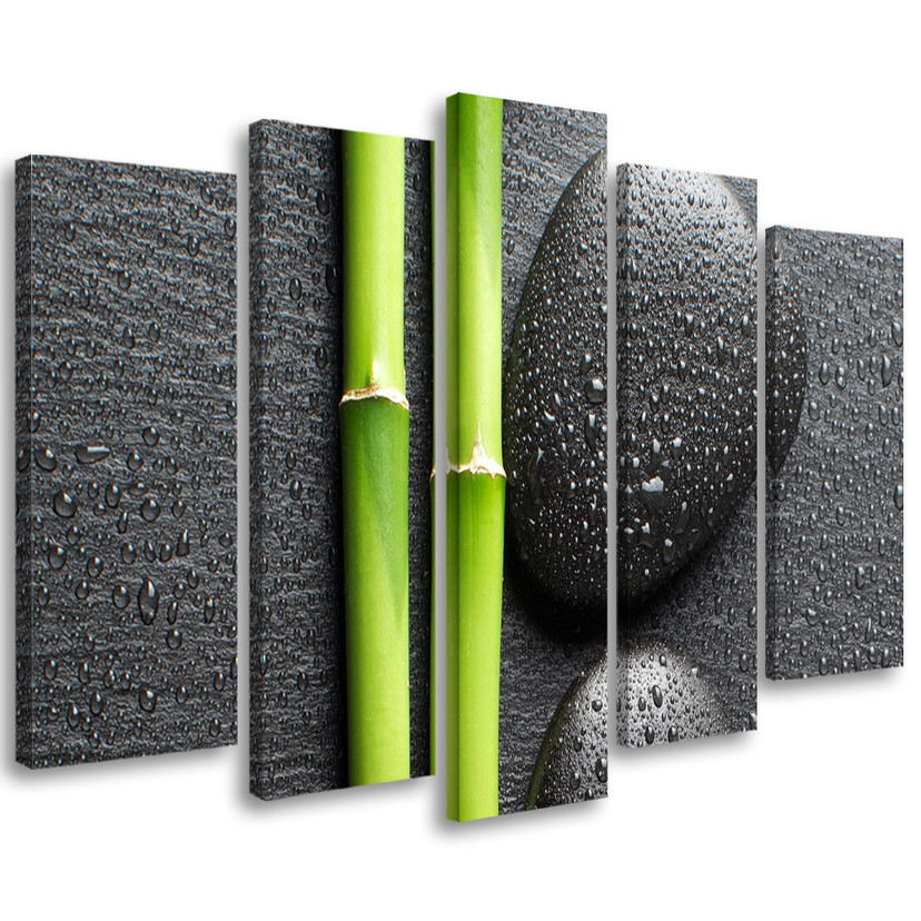 5 stykke lærredstryk Stones Bamboo Zen Spa