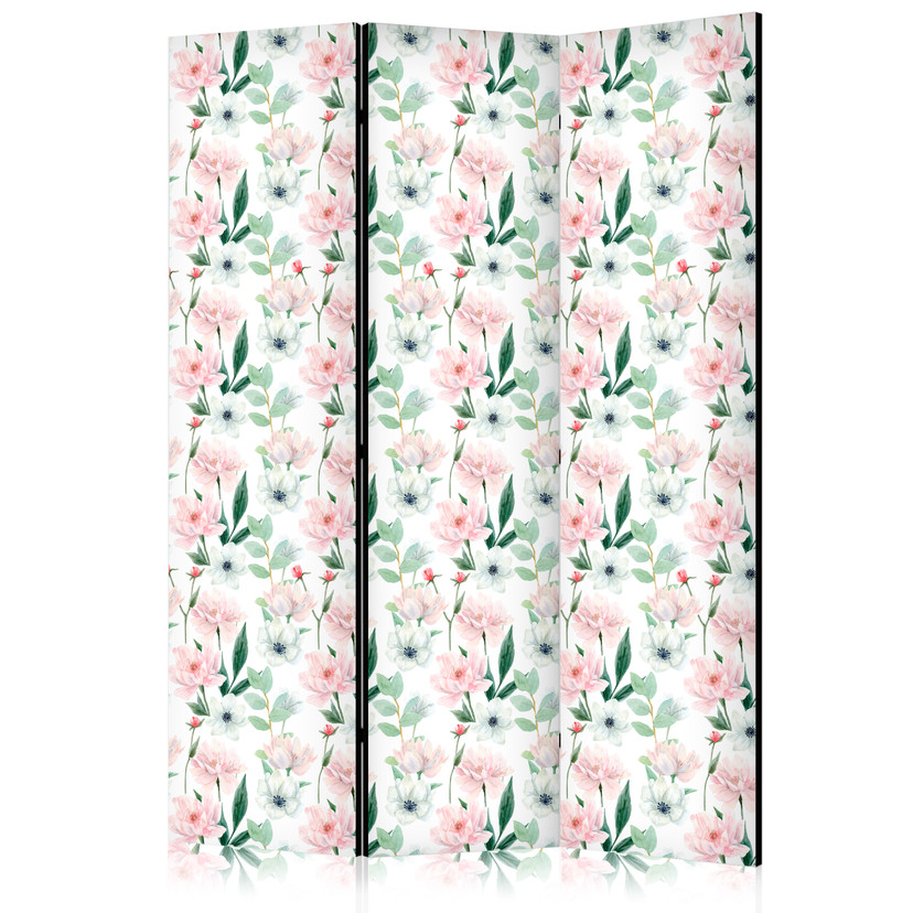 Paravent, Raumteiler freistehend, Trennwand - Peonies on a White Background