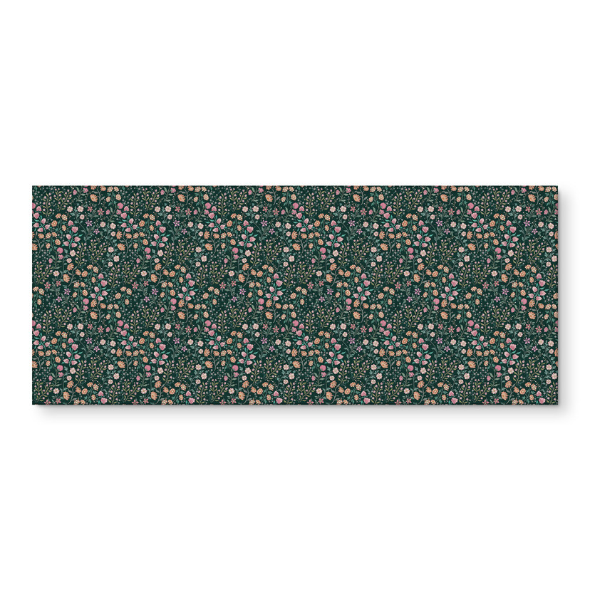 Revêtement pour cuisine floral Fleurs des champs Vintage - Vert foncé - Bloomery Decor - Extensible