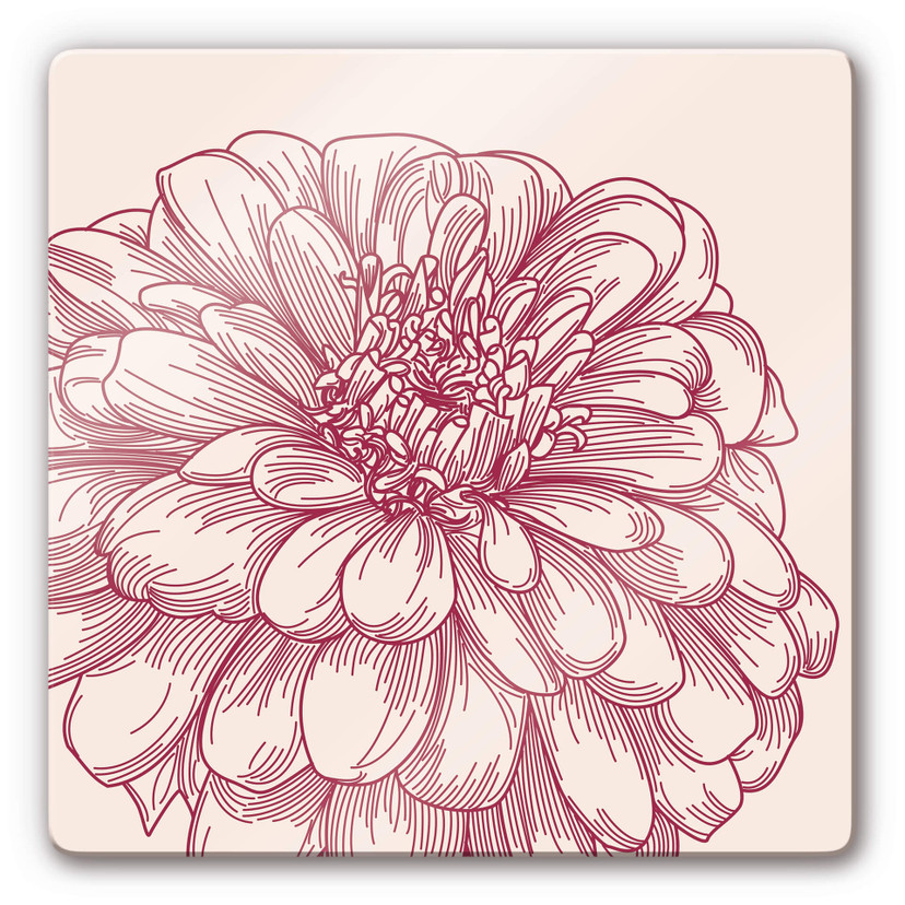 Tableau en verre - Illustration de fleurs - carré