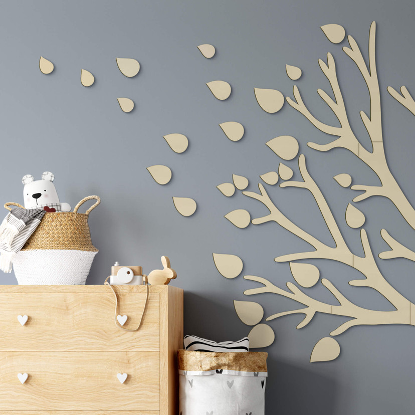 Décoration en bois - Set de feuilles - Placage peuplier